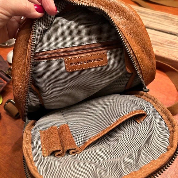Spikes and sparrow leather, small one shoulder sling backpack Brandy Brown - Picture 4 of 8